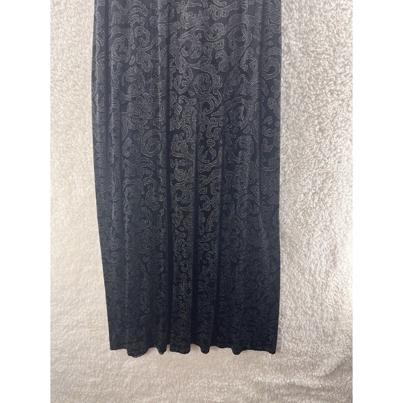Vintage Black Dress Size 14 Maxi Sleeveless Whimsigoth Elegant Velvet Mock Neck - Picture 3 of 12